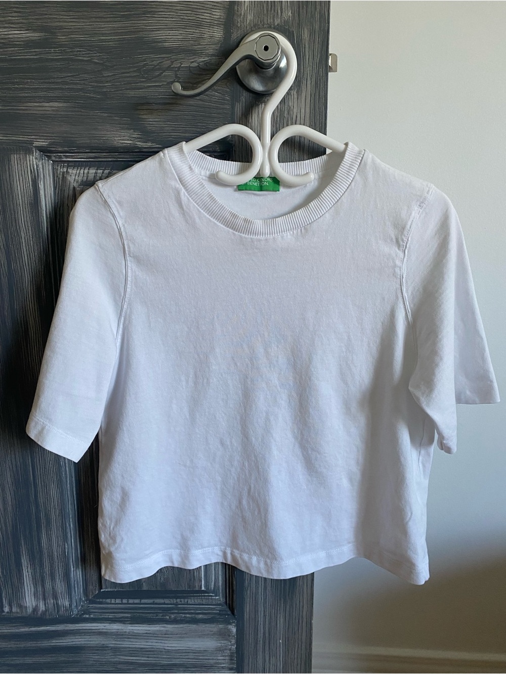 United Colors Of Benetton White Short Sleeve Boxy Crew Tee